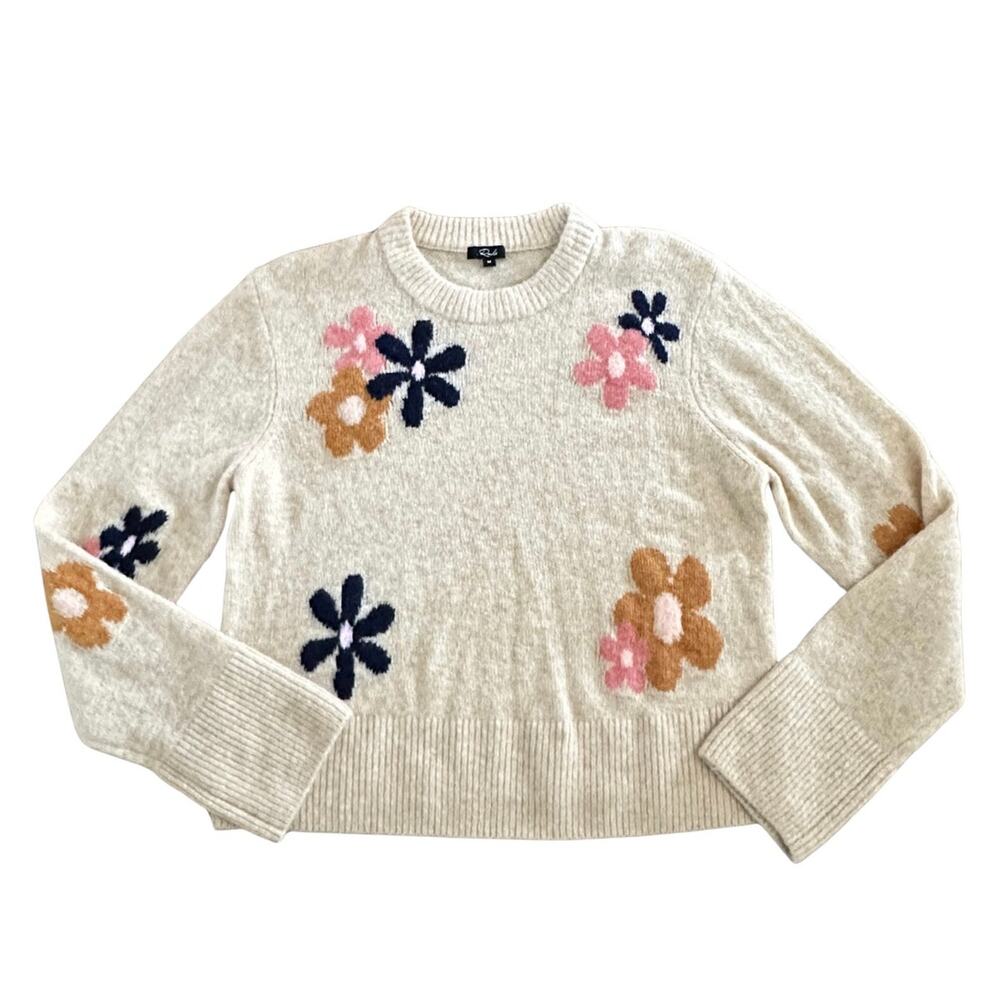 Rails Anise Oat Daisies Floral Flower Crewneck Pullover Sweater I M